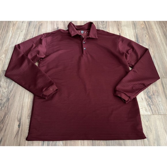 Nike Mens Long Sleeve Golf Polo Shirt Button-Up Collar Neck Size L Red - Picture 1 of 2